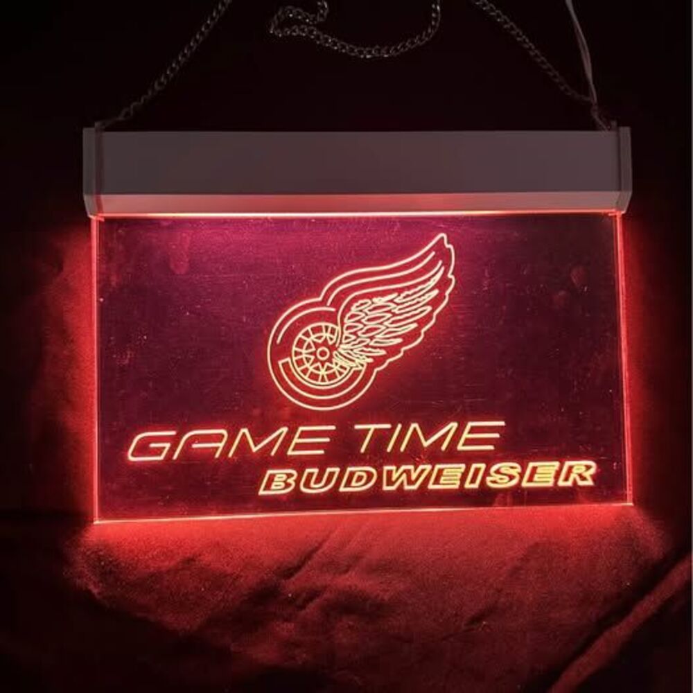 Detroit Red Wings Budweiser Game Time Lighted Sign 12" X 8.5”